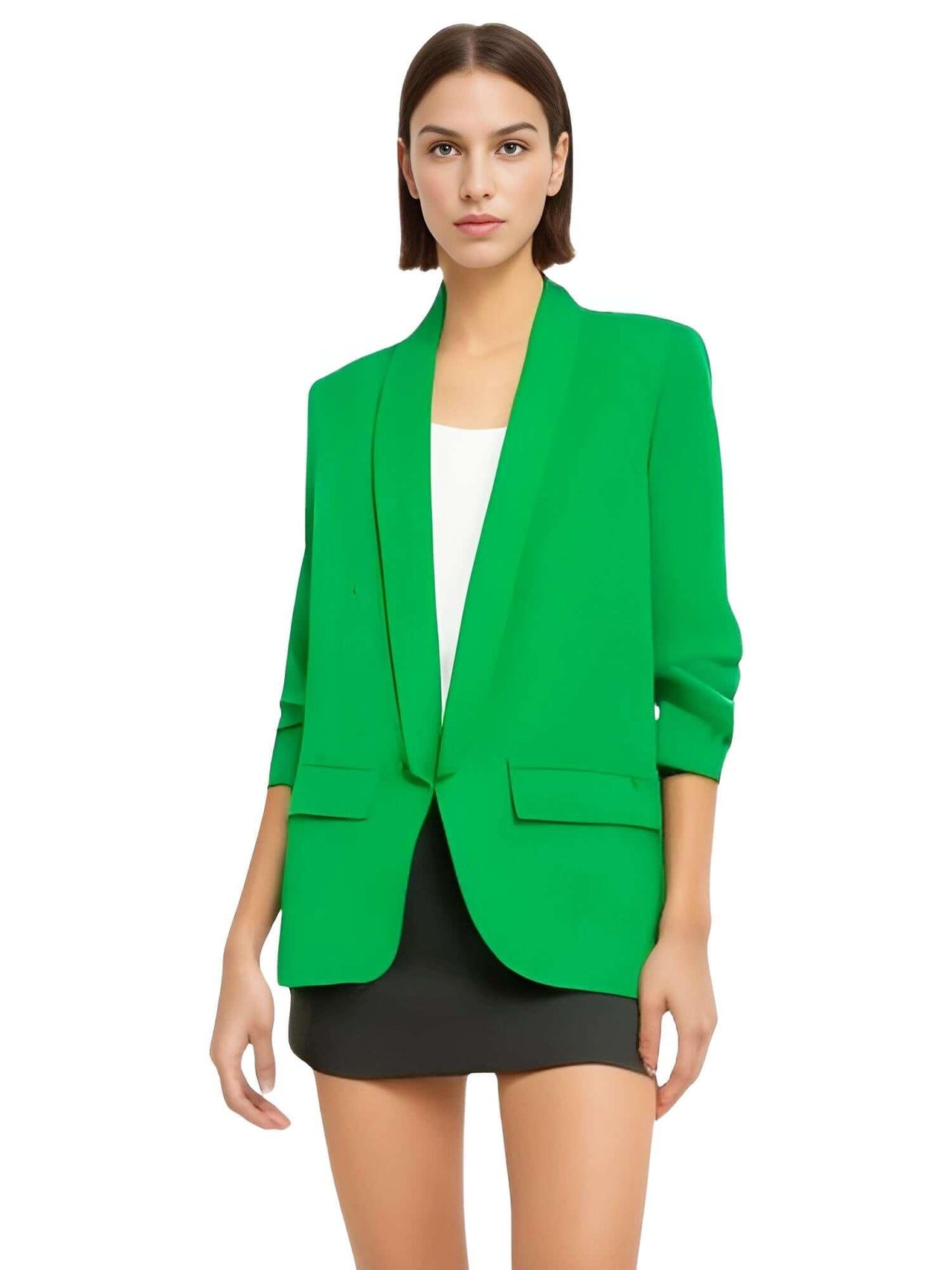 Modern Three Quarter Pile Sleeve Blazer For Women - In 8 Colors! -, Blazers , Drestiny , Australia, Beige, Black, Blazers, Brown, Fuchsia, Gold, Green, Hot Pink, Jackets, Khaki, L, M, New Zealand, Pink, S, United Kingdom, United States, Wine Red, Yellow , Drestiny , www.shopdrestiny.com