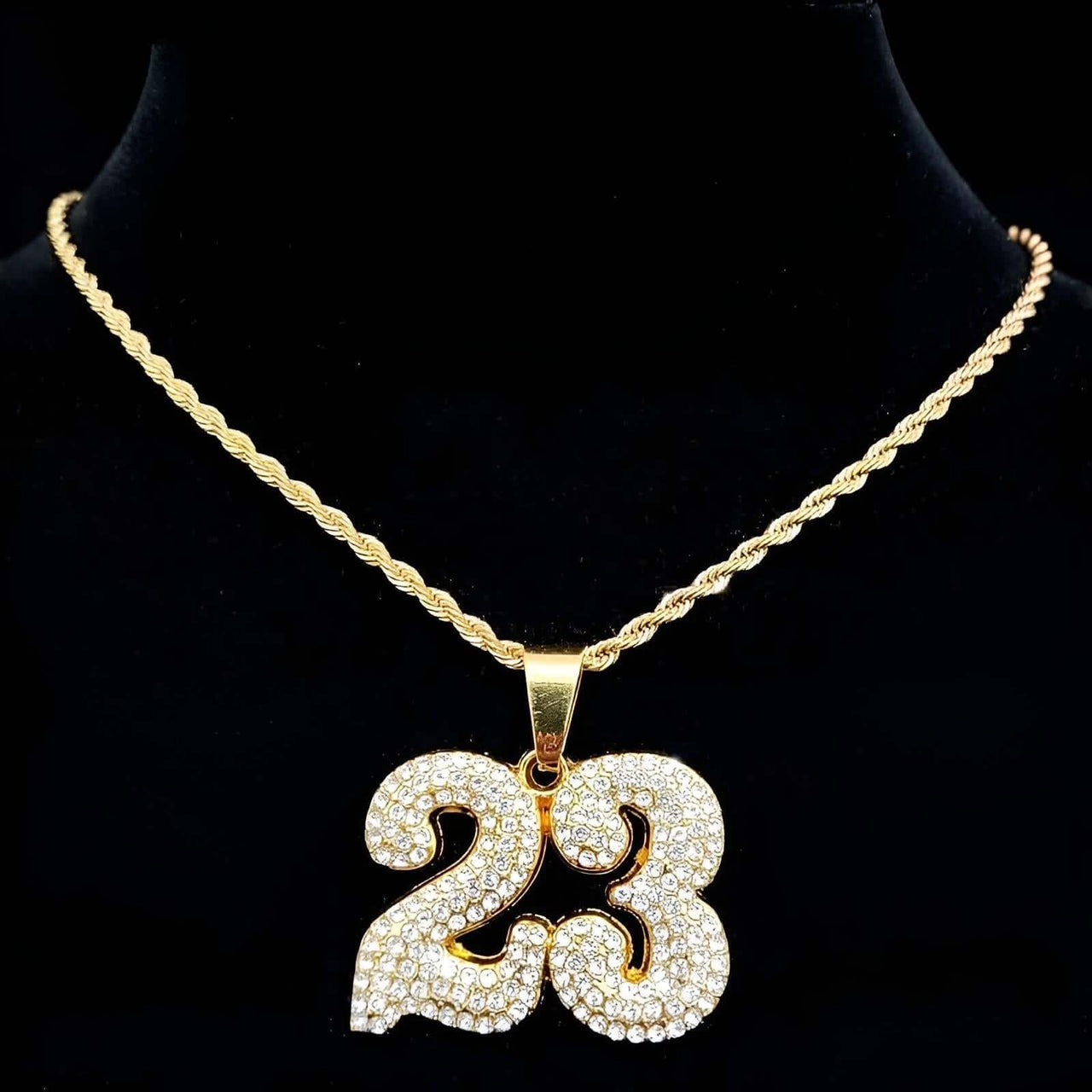 Number 23 Pendant Necklace With Crystal Cuban Chain -, Necklaces , Drestiny , Australia, Canada, Gold, Necklaces, New Zealand, Silver, United Kingdom, United States , Drestiny , www.shopdrestiny.com