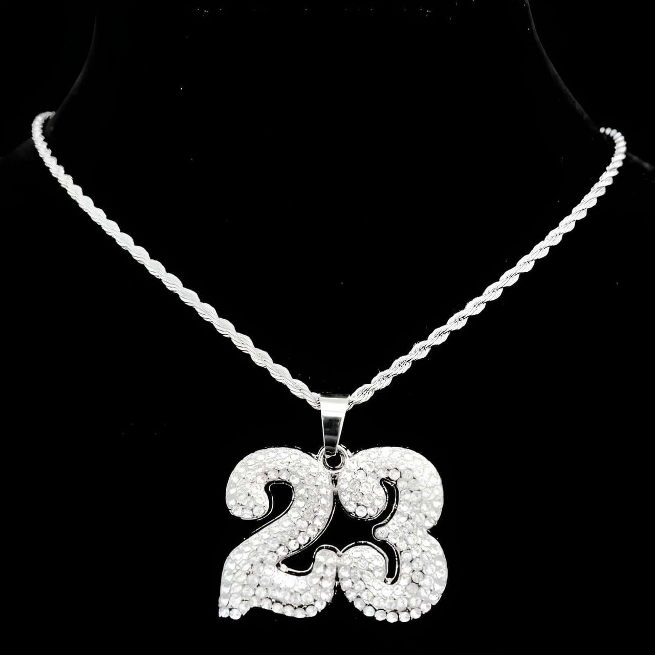 Number 23 Pendant Necklace With Crystal Cuban Chain -, Necklaces , Drestiny , Australia, Canada, Gold, Necklaces, New Zealand, Silver, United Kingdom, United States , Drestiny , www.shopdrestiny.com