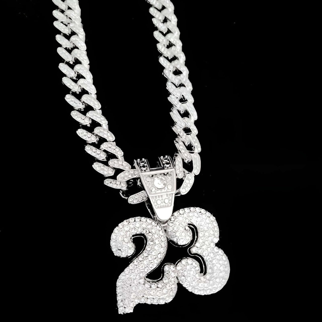 Number 23 Pendant Necklace With Crystal Cuban Chain -, Necklaces , Drestiny , Australia, Canada, Gold, Necklaces, New Zealand, Silver, United Kingdom, United States , Drestiny , www.shopdrestiny.com