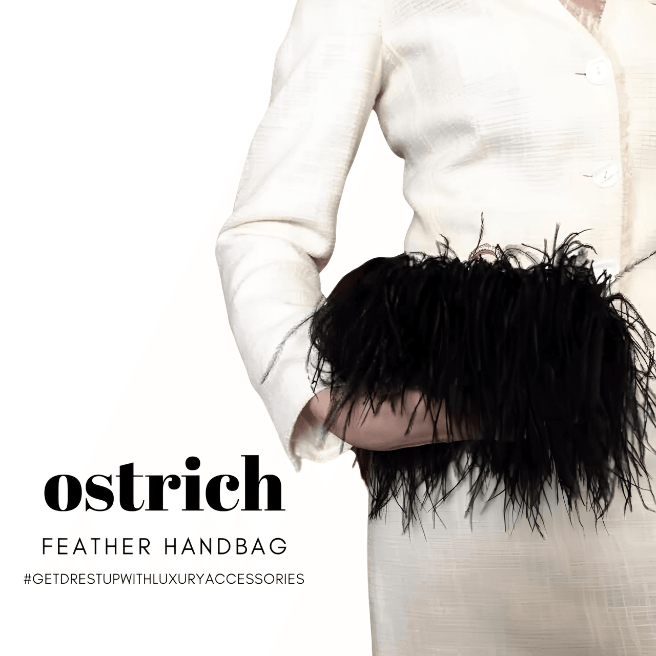 Ostrich Feather Clutch With Removable Shoulder Strap & Satin Interior -, Clutch , Drestiny , Australia, Canada, Champagne, Clutches, Dark Green, Dark Pink, FR, Gold, Green, Handbags, Pink, Purses, Red, United Kingdom, United States, White , Drestiny , www.shopdrestiny.com