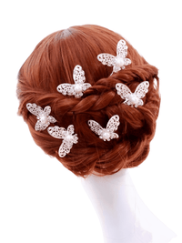 Thumbnail for Pearl Butterfly Hairpins -, Hair Pins , Drestiny , Australia, Canada, Gender_Women, Hair Pins, New Zealand, Silver, United Kingdom, United States, White , Drestiny , www.shopdrestiny.com