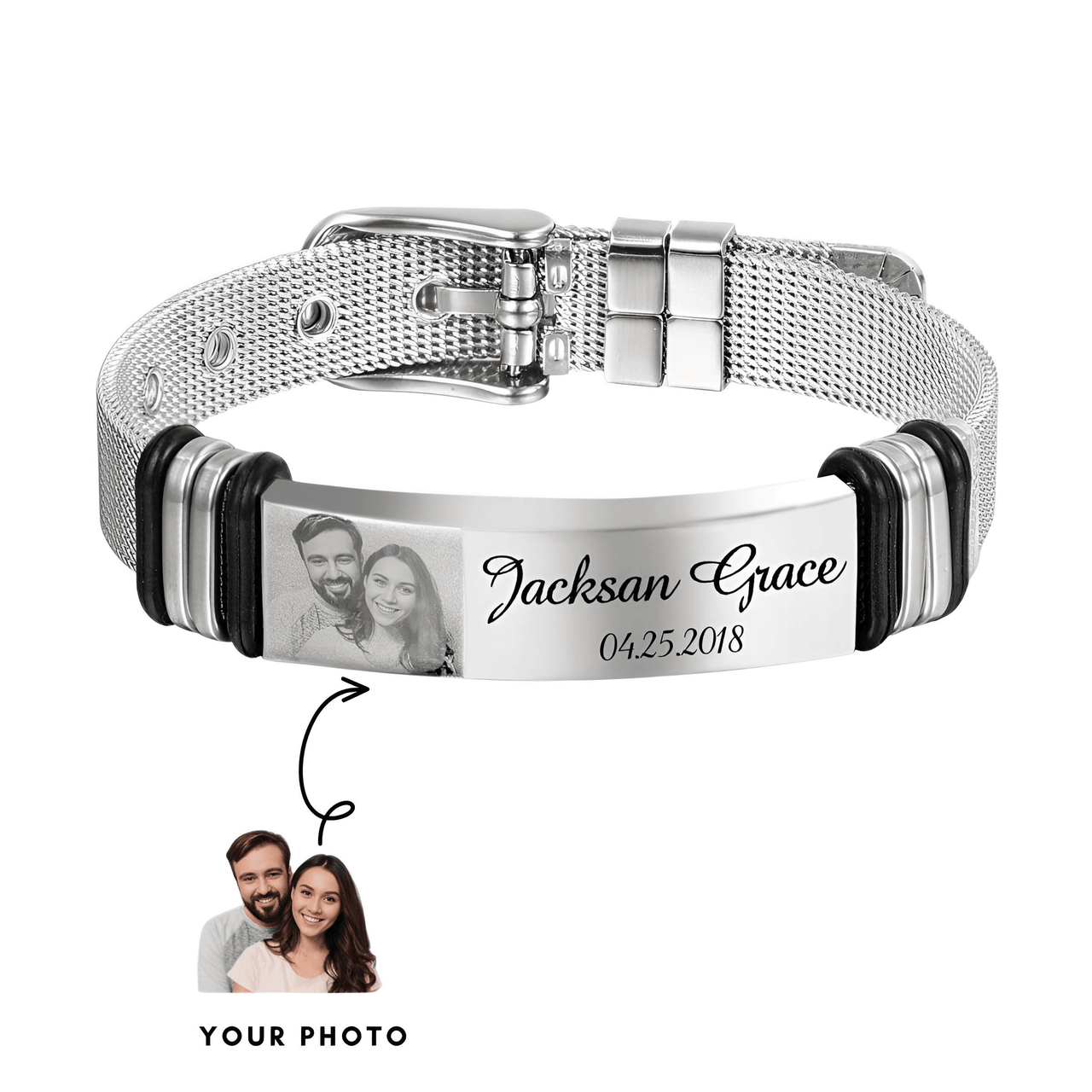 Personalized Photo Bracelet -, Bracelet , Drestiny , Australia, Black, Bracelets, Canada, Gender_Men, Gender_Women, New Zealand, Silver, United Kingdom, United States , Drestiny , www.shopdrestiny.com