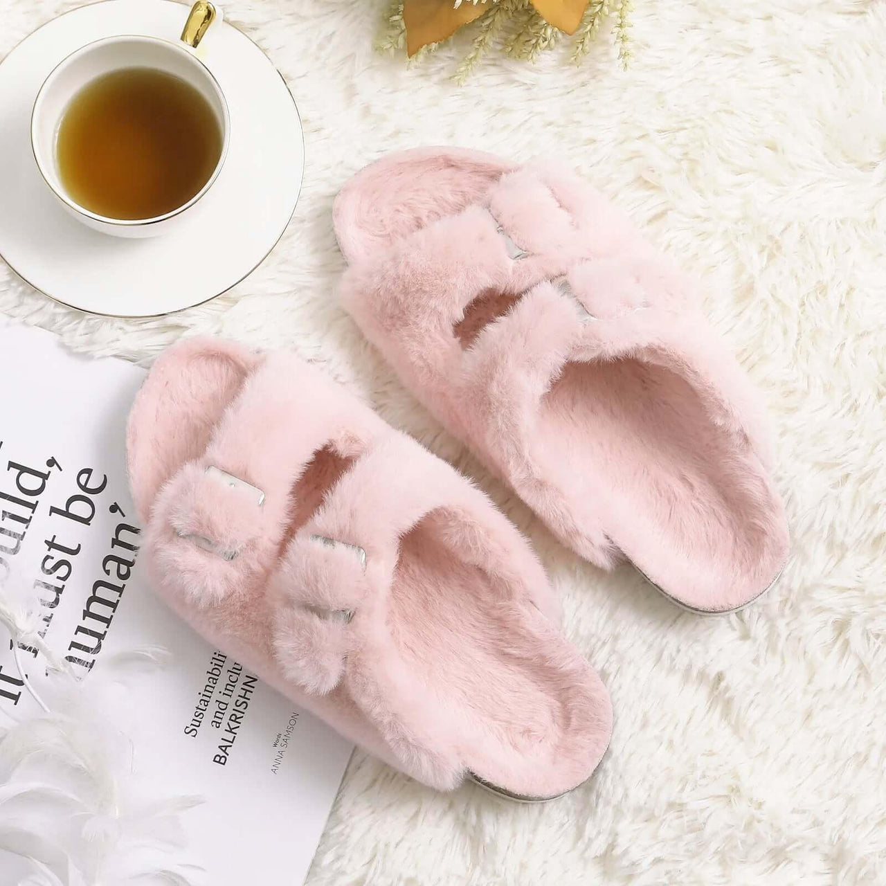 Plush Slippers For Women -, Slippers , Drestiny , Australia, Black, Brown, Canada, Khaki, New Zealand, Pink, Sandals, Slides, Slippers, United Kingdom, United States, White , Drestiny , www.shopdrestiny.com