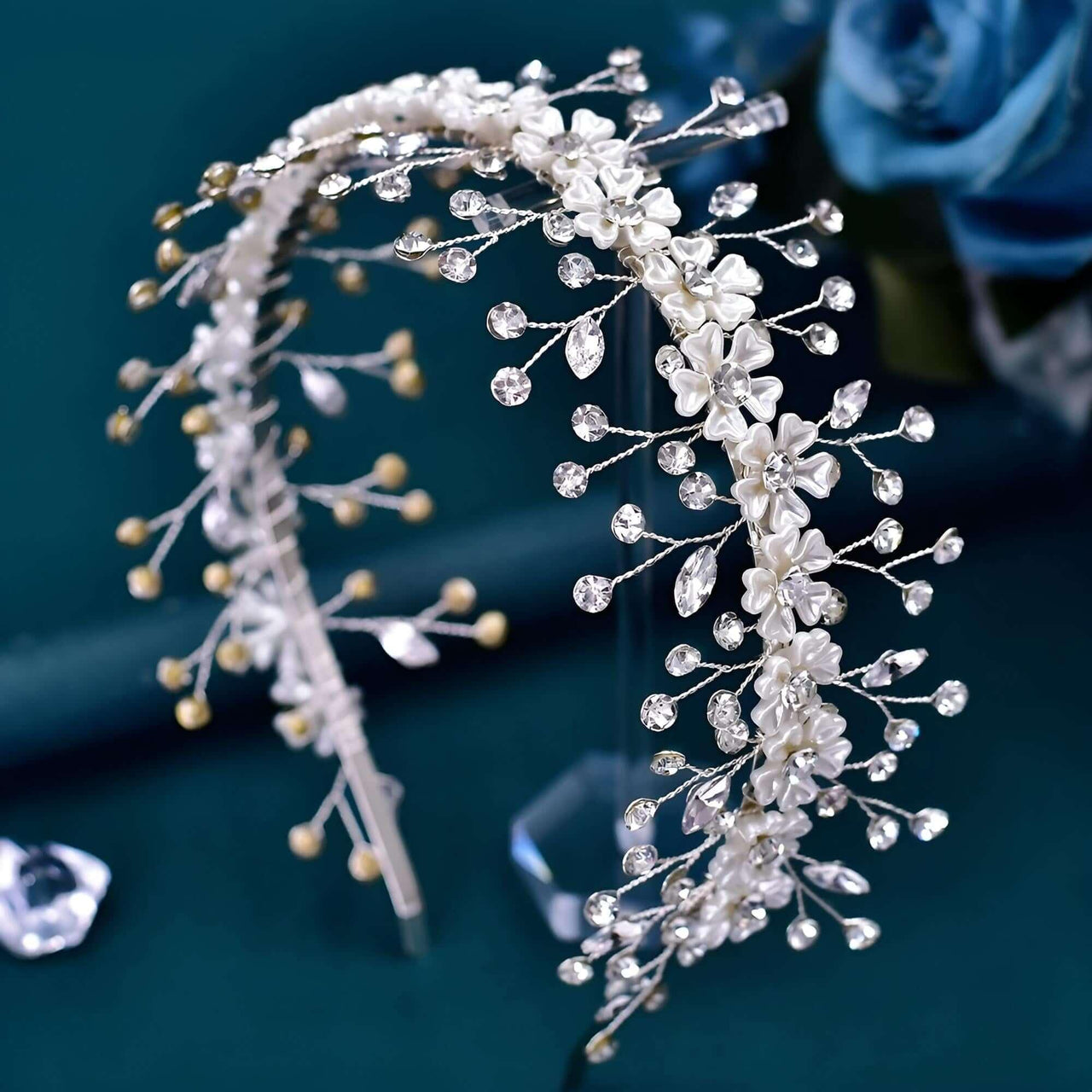 Elegant Crystal Floral Headdresses -, Hair Accessories , Drestiny , Australia, Canada, Gold, Hair Accessories, Hair Combs, Hairbands, New Zealand, Silver, United Kingdom, United States , Drestiny , www.shopdrestiny.com