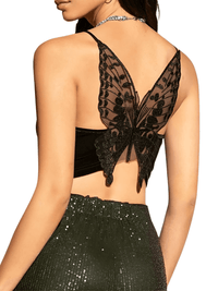 Thumbnail for Sexy Butterfly Black Velvet Cami Top For Women -, Camisoles , Drestiny , Australia, Black, Camisoles, Canada, Casual Shirts, Crop Tops, Gender_Women, L, M, New Zealand, S, Sleeveless, United Kingdom, United States , Drestiny , www.shopdrestiny.com