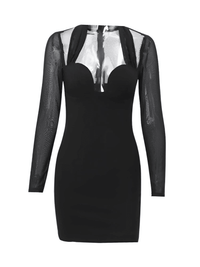 Thumbnail for Sexy Halter Black Bodycon Plunge Mini Dress for Women -, Dress , Drestiny , Australia, Black, Canada, L, Long Sleeves, M, Mini Dresses, New Zealand, S, United Kingdom, United States , Drestiny , www.shopdrestiny.com