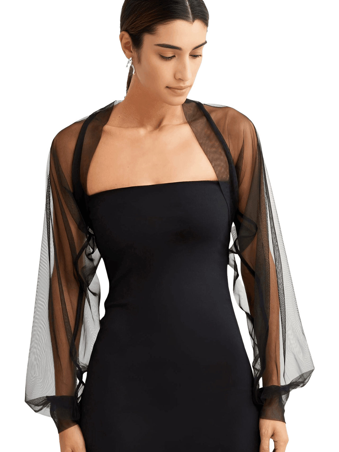 Sheer Bolero - Get Custom Colors For Free! -, Bolero , Drestiny , 4XL, 5XL, Australia, Black, Boleros, Canada, Casual Shirts, Crop Tops, Dark Ivory, Dress Shirts, L, Long Sleeves, M, New Zealand, S, United Kingdom, United States, XL, XS, XXL, XXXL , Drestiny , www.shopdrestiny.com