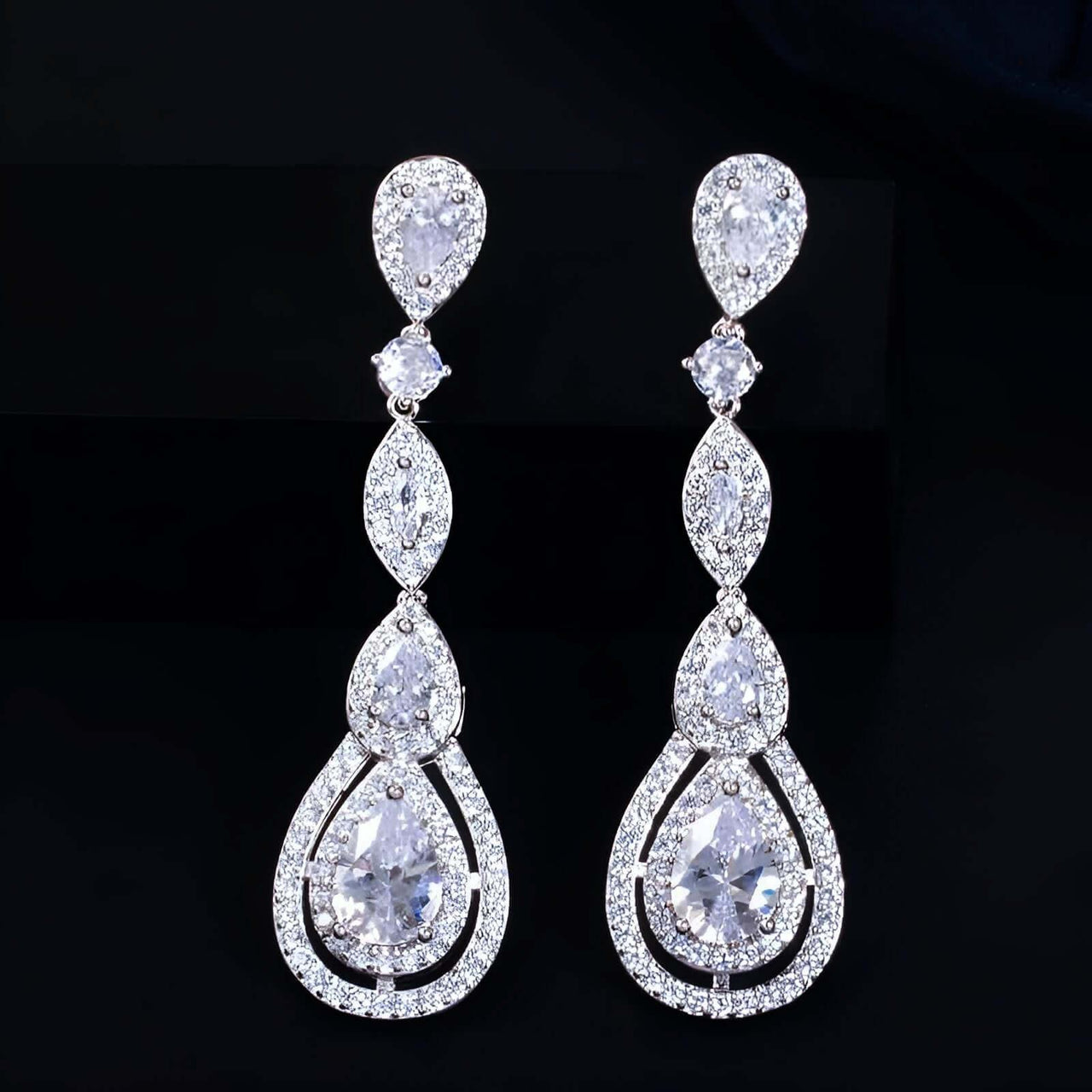 Shiny White CZ Long Water Drop Dangle Earrings -, Earrings , Drestiny , Australia, Canada, Earrings, Gender_Women, Gold, New Zealand, Pink, Rose Gold, Silver, United Kingdom, United States , Drestiny , www.shopdrestiny.com