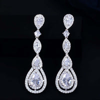 Thumbnail for Shiny White CZ Long Water Drop Dangle Earrings -, Earrings , Drestiny , Australia, Canada, Earrings, Gender_Women, Gold, New Zealand, Pink, Rose Gold, Silver, United Kingdom, United States , Drestiny , www.shopdrestiny.com