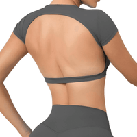 Thumbnail for Sports Shirts Breathable Workout Sportswear Fitness Backless Gym Crop Tops For Women -, Crop Top , Drestiny , Australia, Black, Blue, Brown, Canada, Coffee, Crop Tops, Dark Blue, Deep Pink, FR, Gender_Women, Grey, Hot Pink, L, M, Navy, New Zealand, Peach, Pink, Purple, Red, S, Short Sleeves, Sky Blue, United Kingdom, United States, White , Drestiny , www.shopdrestiny.com