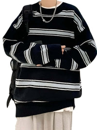 Thumbnail for Striped Oversized Sweater For Men -, Shirts & Tops , Drestiny , Australia, Black, Blue, Canada, L, M, New Zealand, Pullovers, Sweaters, United Kingdom, United States, White, XL, XXL , Drestiny , www.shopdrestiny.com