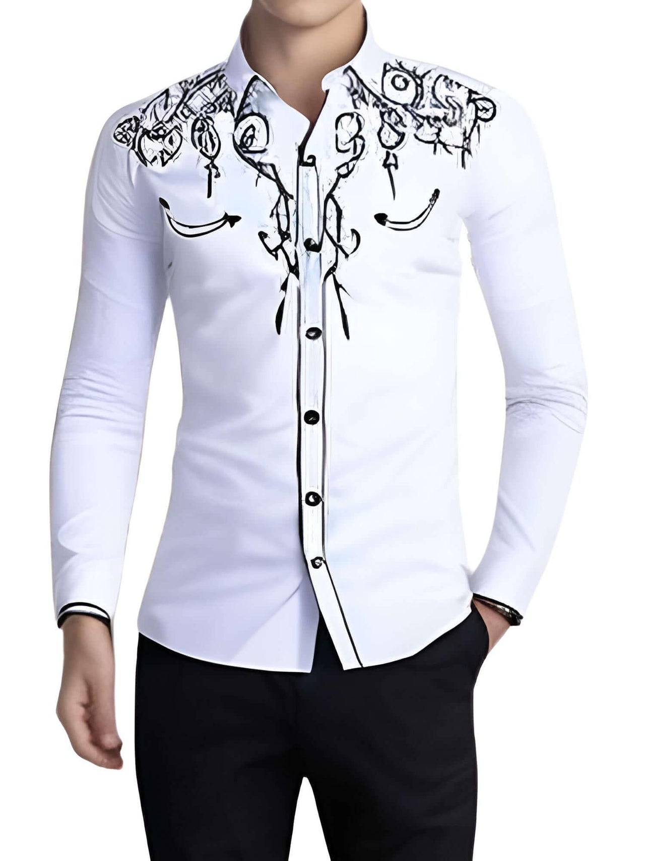 Stylish Western Cowboy Shirt Men -, Shirts & Tops , Drestiny , Australia, Black, Canada, Casual Shirts, Dark Blue, Dress Shirts, L, Long Sleeves, M, New Zealand, Red, S, United Kingdom, United States, White, XL, XXL , Drestiny , www.shopdrestiny.com