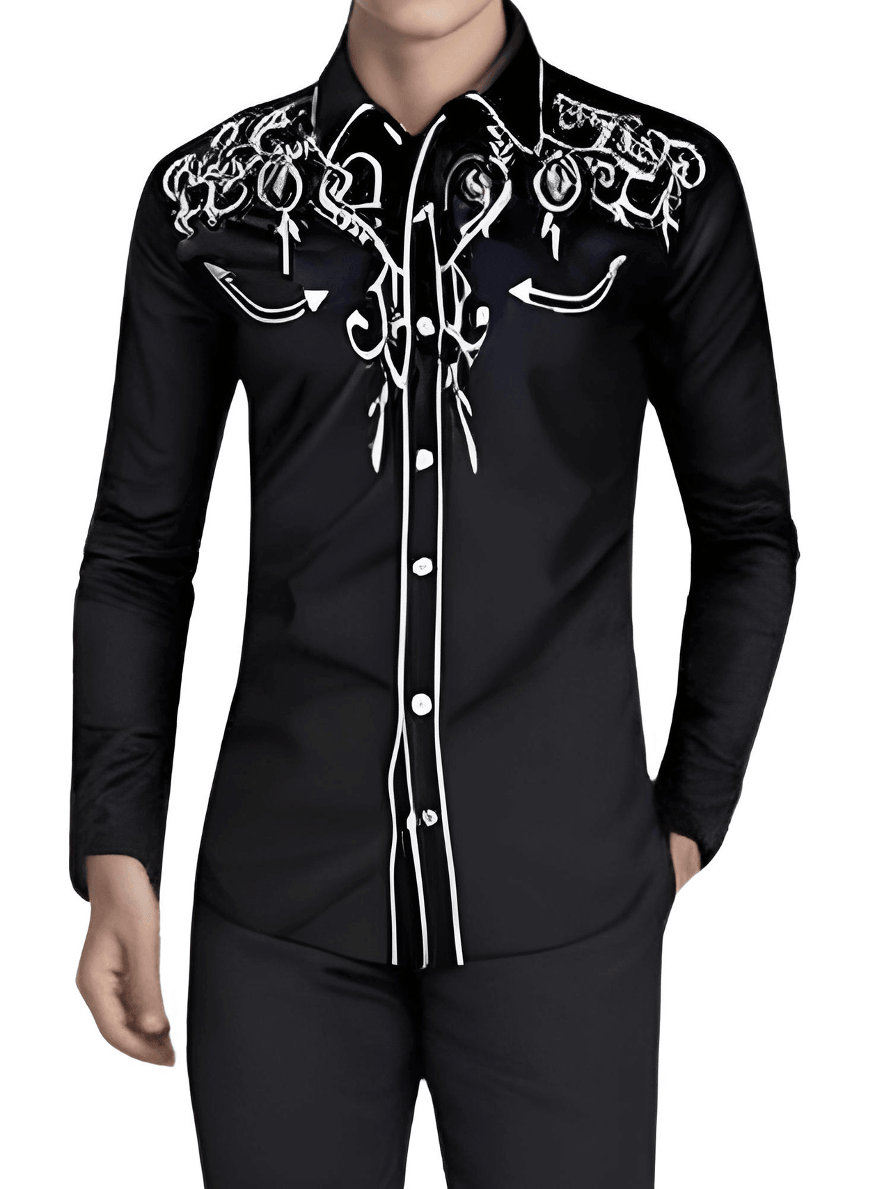 Stylish Western Cowboy Shirt Men -, Shirts & Tops , Drestiny , Australia, Black, Canada, Casual Shirts, Dark Blue, Dress Shirts, L, Long Sleeves, M, New Zealand, Red, S, United Kingdom, United States, White, XL, XXL , Drestiny , www.shopdrestiny.com