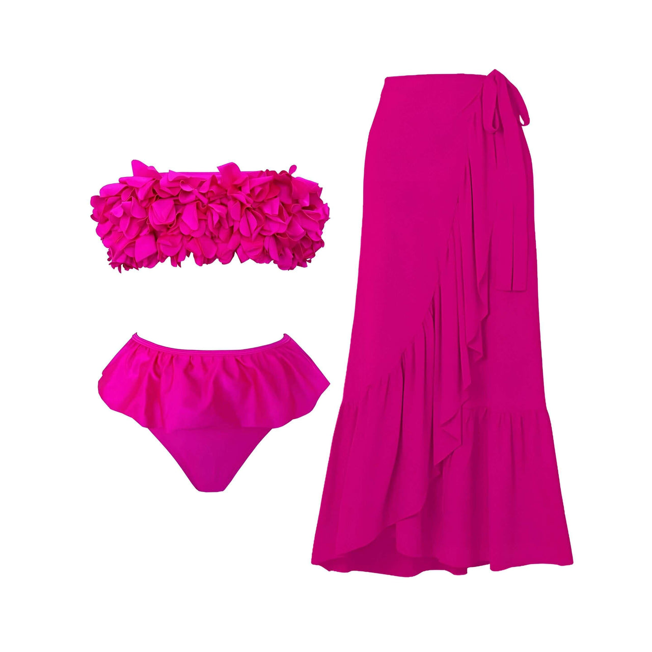 Two Piece Bathing Suit Skirt Sets -, Swimwear , Drestiny , Australia, Bikinis, Black, Cover Ups, Deep Pink, Fuchsia, Hot Pink, L, M, New Zealand, One Piece Swimwear, Pink, Red, S, Sets, Skirt Sets, Skirts, Strapless, United Kingdom, United States, White, Yellow , Drestiny , www.shopdrestiny.com