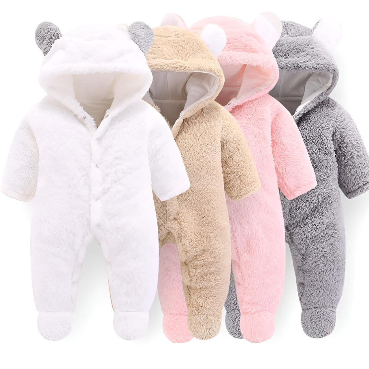 Warm Bear Design Hooded Suit -, Baby & Toddler Outerwear , Drestiny , Australia, Boys, Canada, FR, Girls, Grey, New Zealand, Pink, Snowsuits, Tan, United Kingdom, United States, White , Drestiny , www.shopdrestiny.com