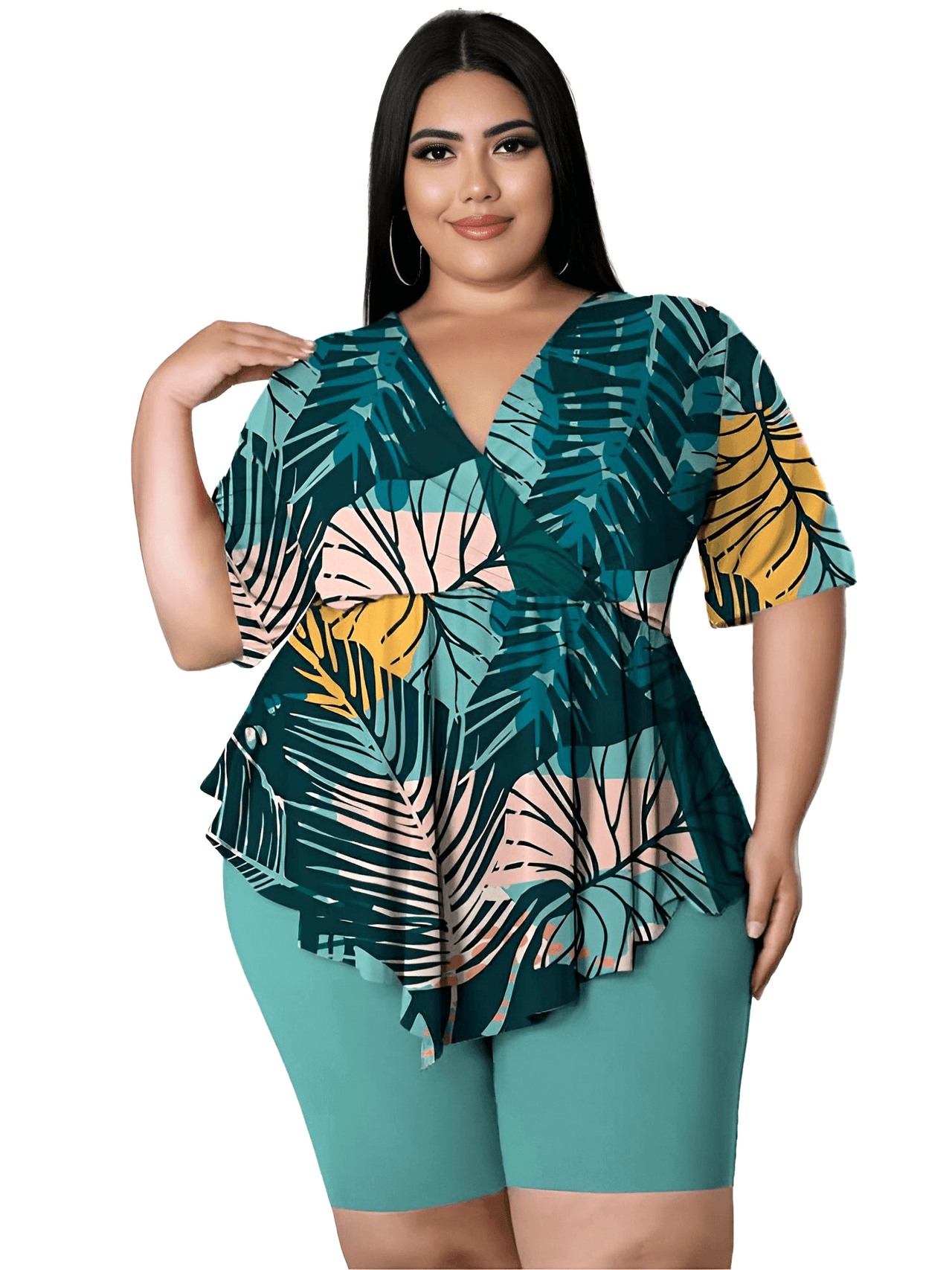 Women's 2-Piece Plus Size Short Set -, Outfit Sets , Drestiny , 4XL, Australia, Black, Blue, Casual Shirts, Green, New Zealand, Sets, Short Sets, Short Sleeves, Shorts, United Kingdom, United States, XL, XXL, XXXL , Drestiny , www.shopdrestiny.com