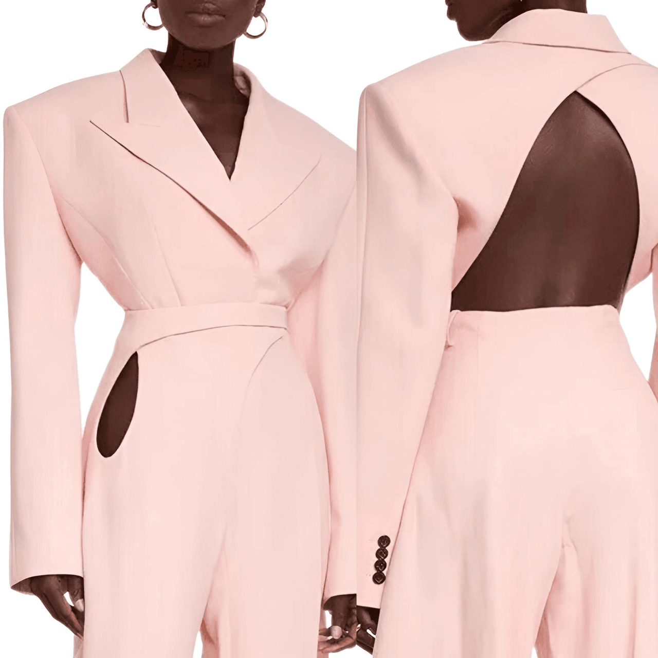 Women's Backless Pink Blazer Bodysuit -, Blazers , Drestiny , Australia, Blazers, Bodysuits, Canada, FR, Jackets, L, M, New Zealand, Pink, S, United Kingdom, United States , Drestiny , www.shopdrestiny.com