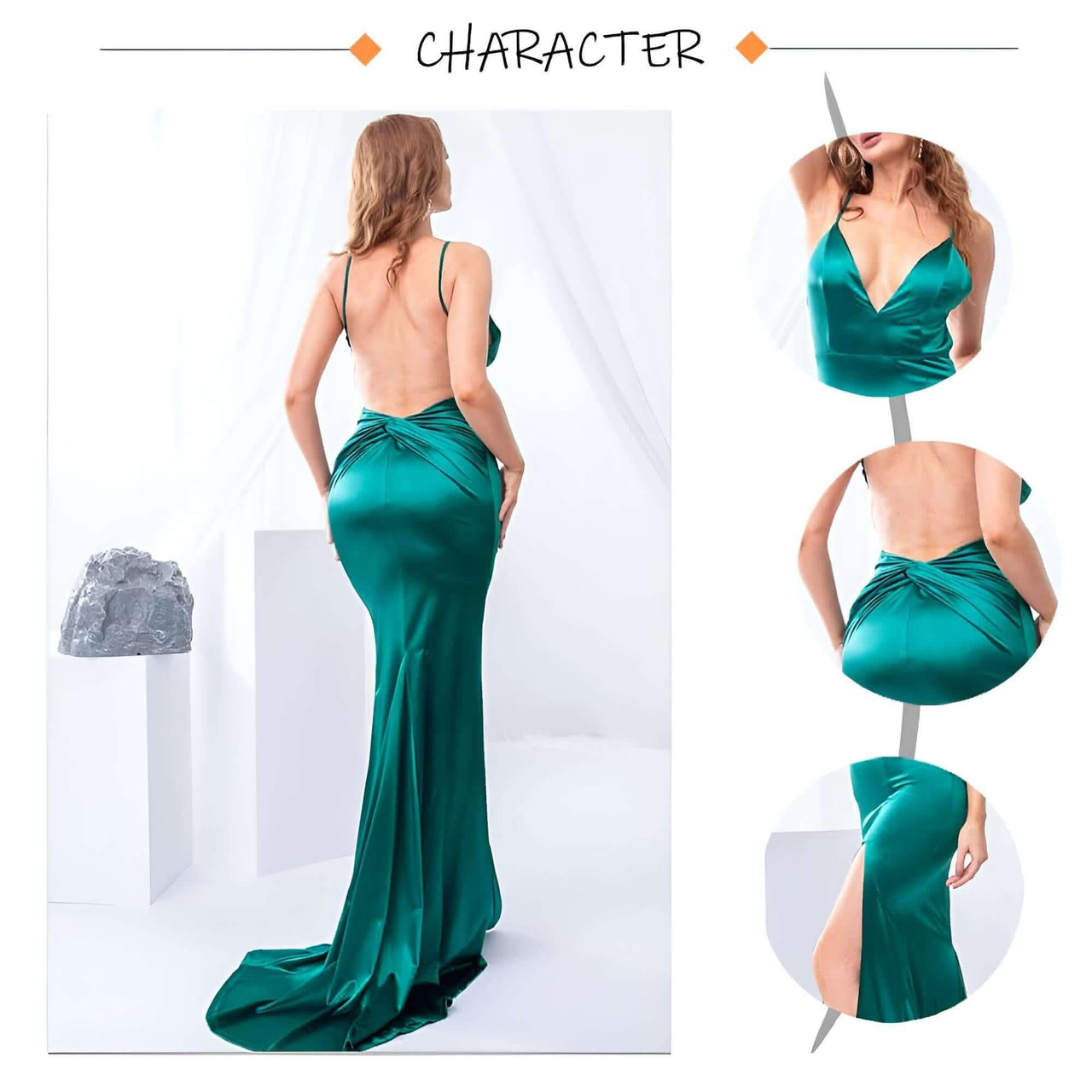 Women's Backless Maxi Dress Ruched High Split Satin -, Dress , Drestiny , Australia, Black, Blue, Canada, Dark Red, Fuchsia, Green, Ivory, L, M, Maxi Dresses, New Zealand, Off White, Red, S, Sleeveless, United Kingdom, United States, Wine Red, XS , Drestiny , www.shopdrestiny.com