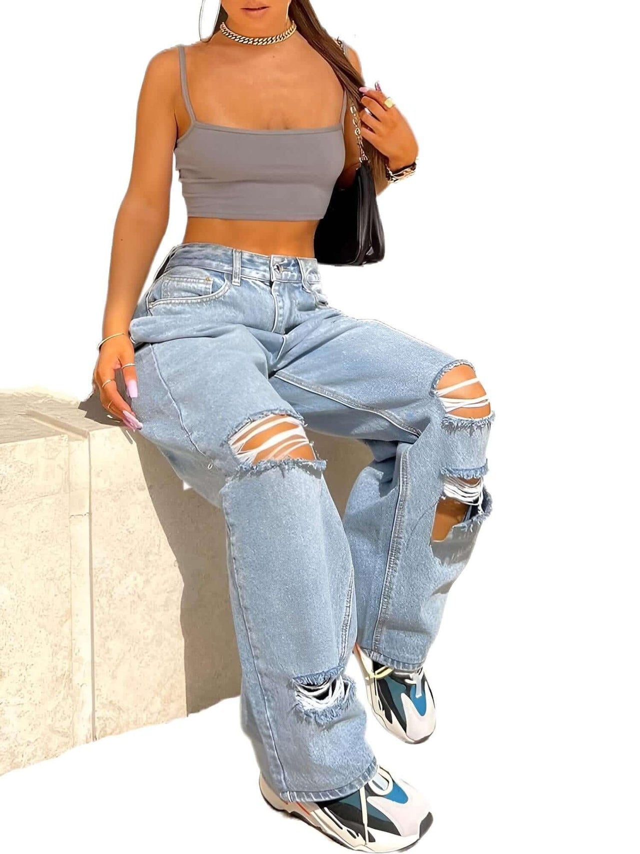 Women's Baggy Ripped Boyfriend Jeans -, Jeans , Drestiny , Australia, Black, Casual Pants, FR, Jeans, L, Light Blue, M, New Zealand, S, United Kingdom, United States, XS. , Drestiny , www.shopdrestiny.com