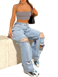 Thumbnail for Women's Baggy Ripped Boyfriend Jeans -, Jeans , Drestiny , Australia, Black, Casual Pants, FR, Jeans, L, Light Blue, M, New Zealand, S, United Kingdom, United States, XS. , Drestiny , www.shopdrestiny.com