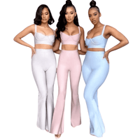 Thumbnail for Women's Bandage 2-Piece Set Including High Waist Flared Pants and Crop Top -, Pant Sets , Drestiny , Australia, Black, Blue, Crop Tops, Green, Grey, L, Light Blue, Lilac, M, New Zealand, Olive, Pant Sets, Purple, Red, S, Sets, Sleeveless, United Kingdom, United States, White, XS , Drestiny , www.shopdrestiny.com