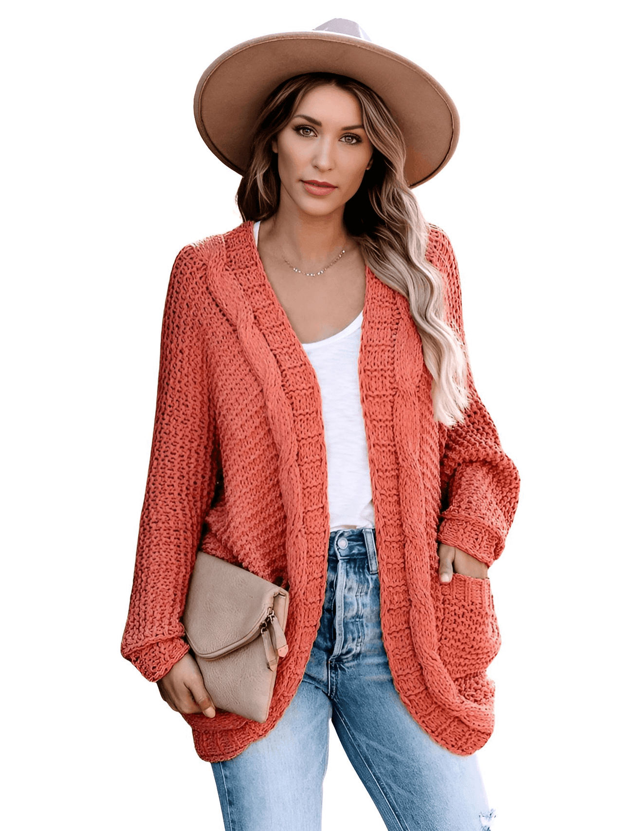 Women's Batwing Sleeve Boho Knitted Cardigan With Pockets -, Cardigan , Drestiny , Australia, Cardigans, Dark Grey, Khaki, L, Light Grey, M, New Zealand, Orange, Pink, Purple, S, Sweaters, United Kingdom, United States, XL , Drestiny , www.shopdrestiny.com