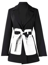 Thumbnail for Women's Black and White Blazer -, Blazers , Drestiny , Australia, Black, Blazers, Canada, FR, Jackets, L, M, New Zealand, S, United Kingdom, United States, White, XL , Drestiny , www.shopdrestiny.com