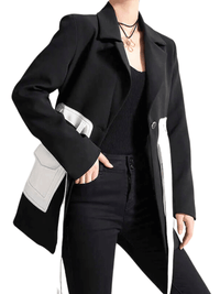 Thumbnail for Women's Black and White Blazer -, Blazers , Drestiny , Australia, Black, Blazers, Canada, FR, Jackets, L, M, New Zealand, S, United Kingdom, United States, White, XL , Drestiny , www.shopdrestiny.com