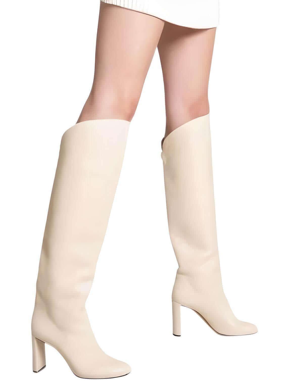 Women's Bold Genuine Italian Leather Boots With Chunky Heels -, Boots , Drestiny , Australia, Black, Boots, Canada, Ivory, Knee Highs, New Zealand, United Kingdom, United States , Drestiny , www.shopdrestiny.com