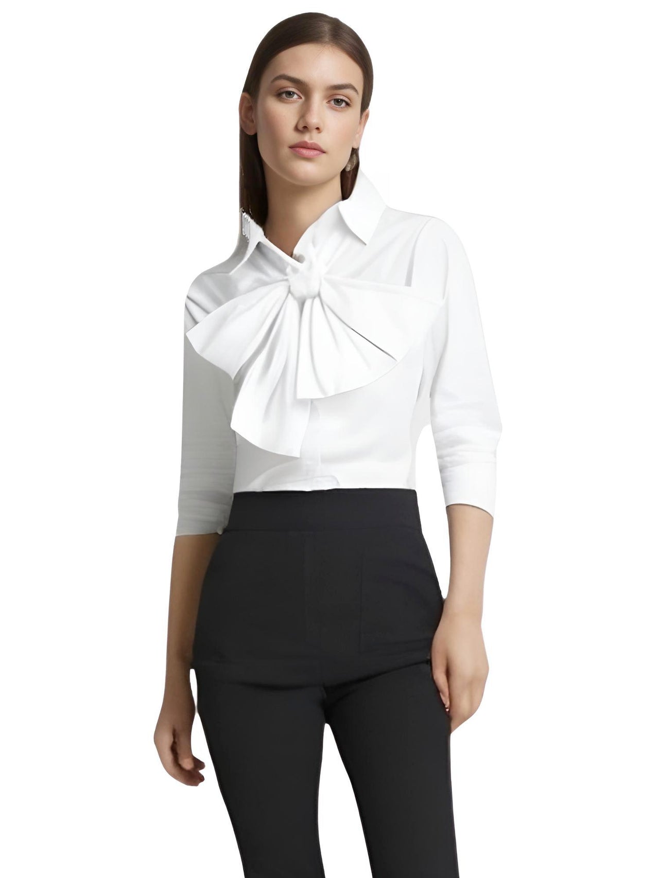 Women's Bow Tie Long Sleeve Blouse -, Shirts & Tops , Drestiny , 4XL, 5XL, Australia, Black, Blouses, Canada, FR, L, Long Sleeves, M, New Zealand, S, United Kingdom, United States, White, XL, XXL, XXXL , Drestiny , www.shopdrestiny.com