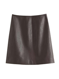 Thumbnail for Women's Brown Leather Mini Skirt -, Skirts , Drestiny , Australia, Brown, Dark Brown, L, M, New Zealand, S, Skirts, United Kingdom, United States, XL, XS , Drestiny , www.shopdrestiny.com