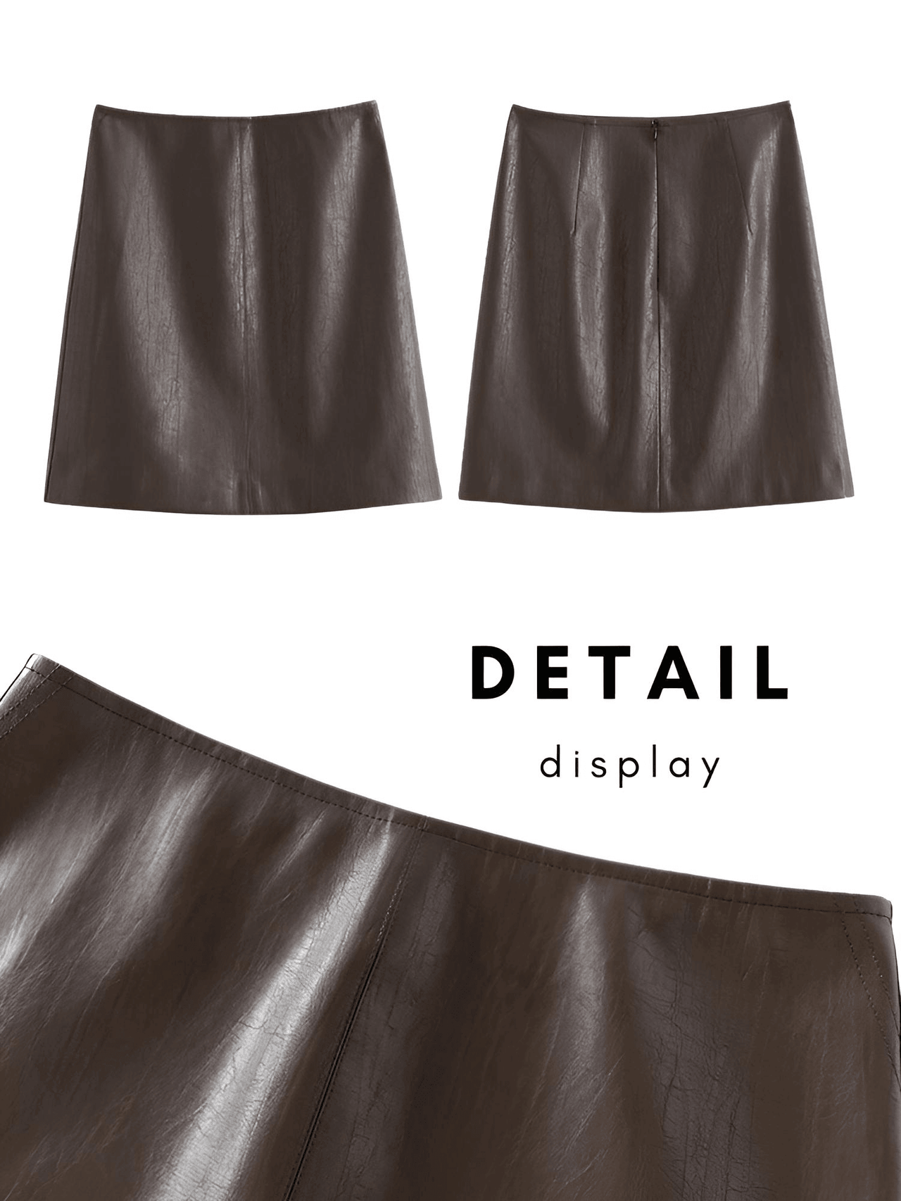 Women's Brown Leather Mini Skirt -, Skirts , Drestiny , Australia, Brown, Dark Brown, L, M, New Zealand, S, Skirts, United Kingdom, United States, XL, XS , Drestiny , www.shopdrestiny.com