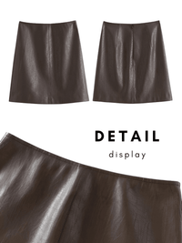 Thumbnail for Women's Brown Leather Mini Skirt -, Skirts , Drestiny , Australia, Brown, Dark Brown, L, M, New Zealand, S, Skirts, United Kingdom, United States, XL, XS , Drestiny , www.shopdrestiny.com