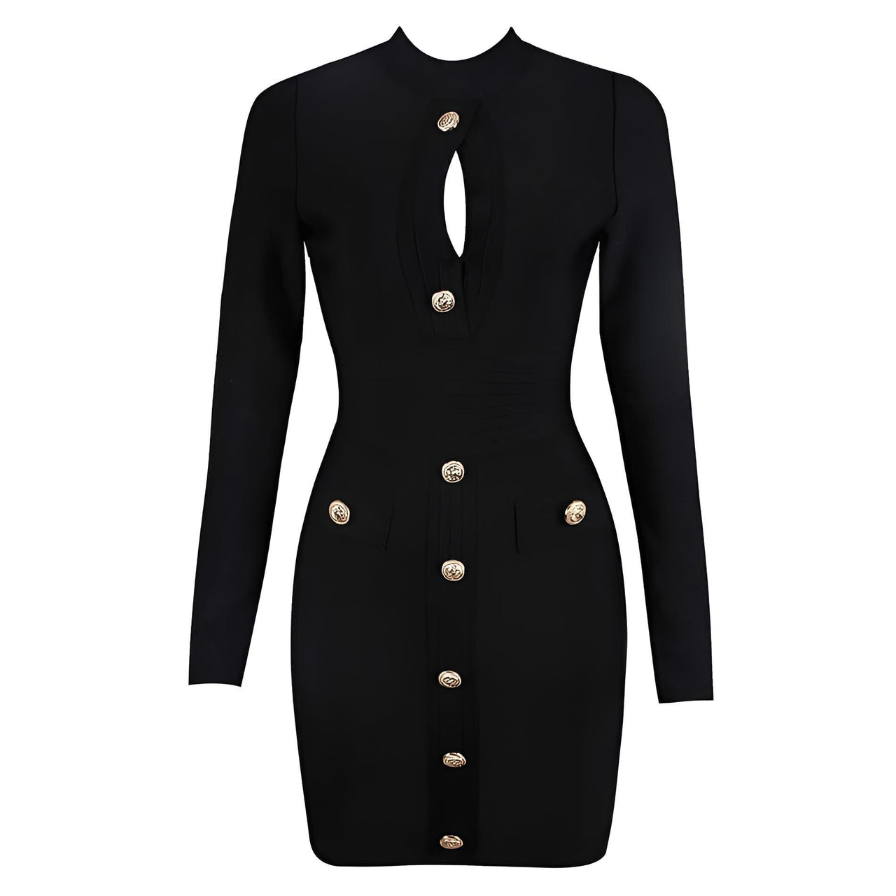 Women's Button Body-con Mini Dress -, Dress , Drestiny , Australia, Black, Canada, L, Long Sleeves, M, Mini Dresses, New Zealand, S, United Kingdom, United States, White, XS , Drestiny , www.shopdrestiny.com