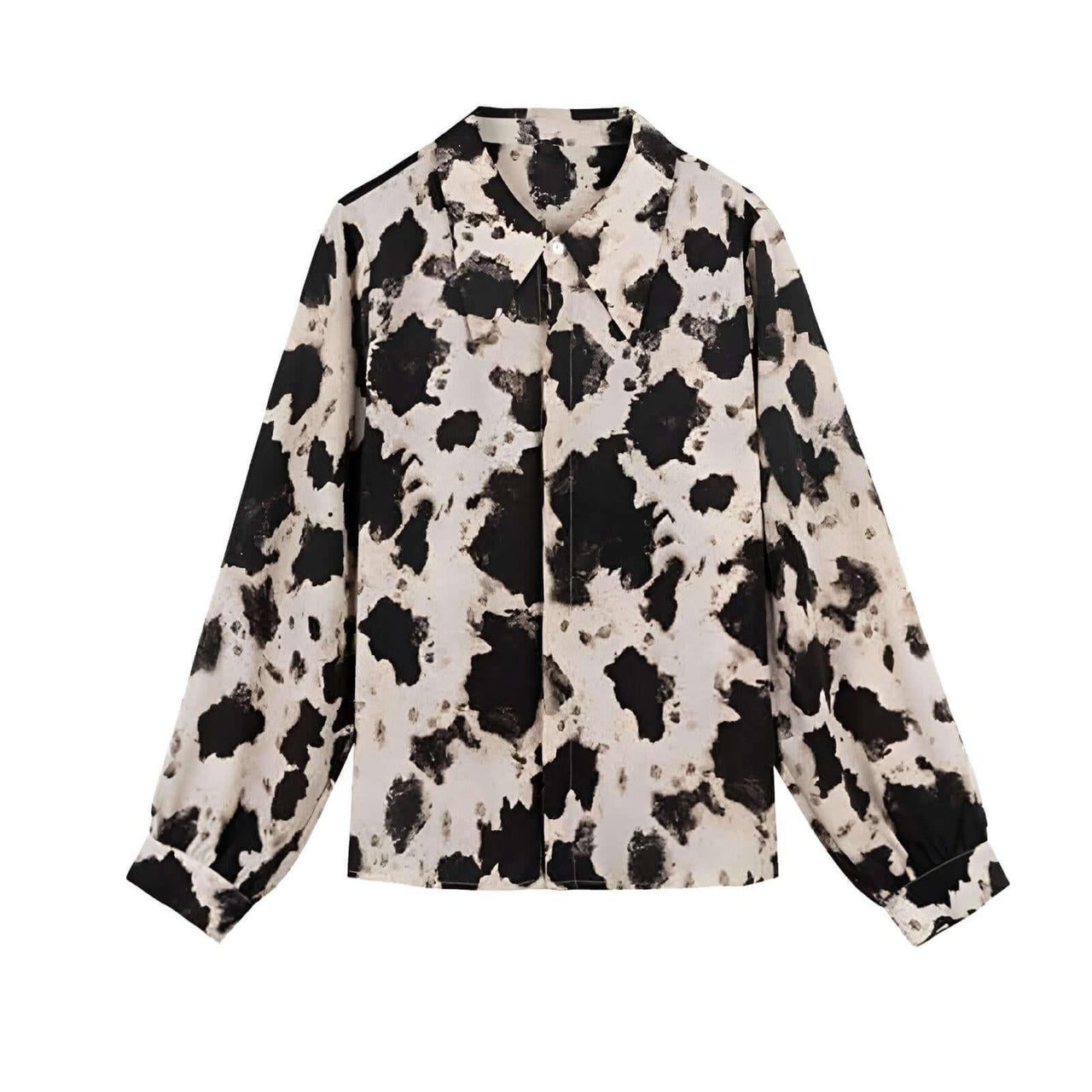 Women's Cow Print Button Up Blouse -, Blouse , Drestiny , 4XL, Australia, Beige, Blouses, Canada, Casual Shirts, Dress Shirts, Gender_Women, L, Long Sleeves, M, New Zealand, S, United Kingdom, United States, XL, XXL, XXXL , Drestiny , www.shopdrestiny.com