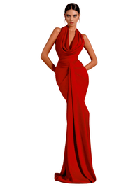 Thumbnail for Women's Elegant Backless Halter Red Draped Maxi Long Bodycon Dress -, Dress , Drestiny , Australia, Canada, FR, L, M, Maxi Dresses, New Zealand, Red, S, Sleeveless, United Kingdom, United States, XS , Drestiny , www.shopdrestiny.com