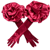 Thumbnail for Women's Elegant White Flower Long Black Velvet Gloves - NEW Red Velvet Gloves! -, Gloves , Drestiny , Australia, Black, Canada, Gloves, New Zealand, Red, United Kingdom, United States , Drestiny , www.shopdrestiny.com