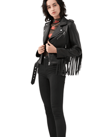 Thumbnail for Women's Fringe Leather Jacket -, Coats , Drestiny , Australia, Black, Canada, Coats, Jackets, L, M, S, United Kingdom, United States, XL, XXL , Drestiny , www.shopdrestiny.com