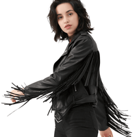 Thumbnail for Women's Fringe Leather Jacket -, Coats , Drestiny , Australia, Black, Canada, Coats, Jackets, L, M, S, United Kingdom, United States, XL, XXL , Drestiny , www.shopdrestiny.com