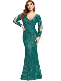 Thumbnail for Women's Full Sequins Prom Party Gown - In 8 Colors! -, Dress , Drestiny , 10, 12, 14, 16, 18, 18W, 20, 20W, 22, 22W, 4, 6, 8, Australia, Black, Blue, Canada, Dark Blue, Dark Green, Gold, Green, L, Long Sleeves, M, Maxi Dresses, New Zealand, Pink, S, Steel Blue, United Kingdom, United States, Wine Red, XL, XXL , Drestiny , www.shopdrestiny.com