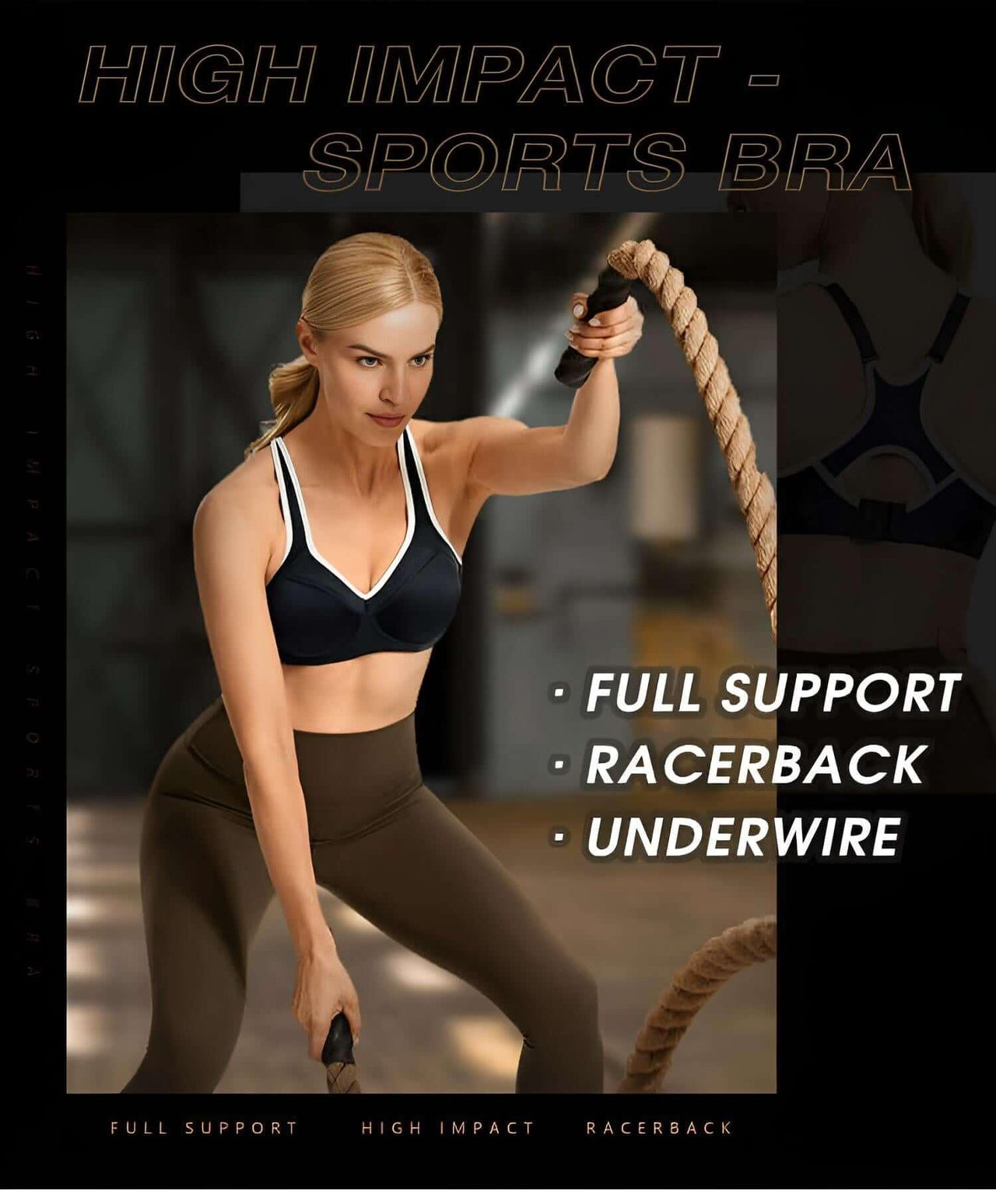 Women's Full Support High Impact Racer Back Lightly Lined Underwire Sports Bra - B-G Cup! -, Sports Bra , Drestiny , 32, 34, 36, 38, 40, 42, Australia, Black, Canada, Grey, New Zealand, Pink, Sports Bras, United Kingdom, United States, White , Drestiny , www.shopdrestiny.com