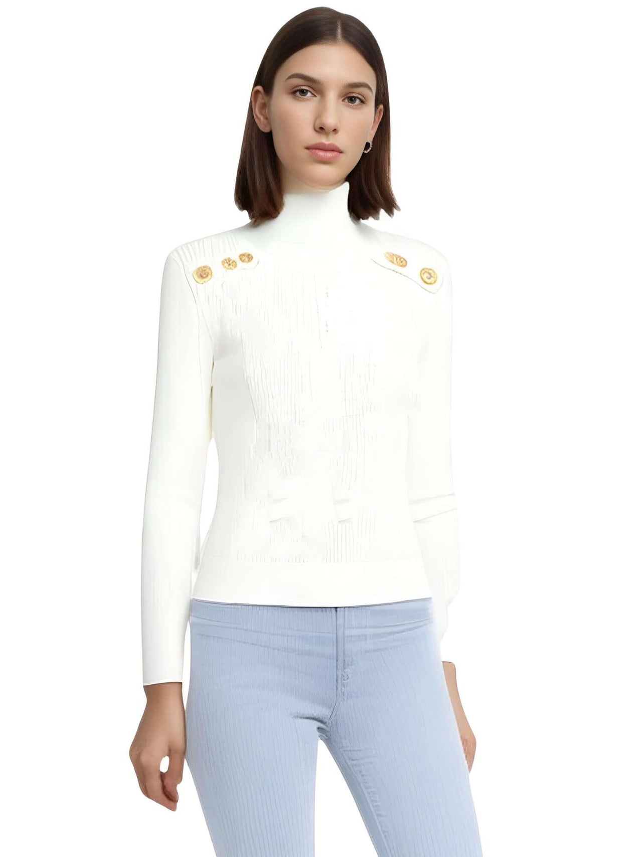 Women's High-End Turtleneck With Gold Buttons - In 8 Colors! -, Turtleneck Sweater , Drestiny , Australia, Black, Blue, Brown, Canada, Casual Shirts, Dark Olive Green, Deep Pink, Dress Shirts, FR, L, M, New Zealand, Pink, Pullovers, Red, S, Turtlenecks, United Kingdom, United States, White, XL , Drestiny , www.shopdrestiny.com