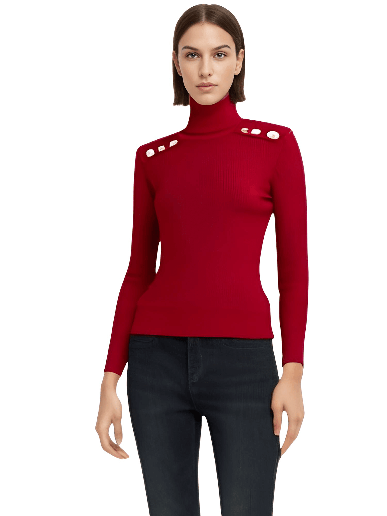 Women's High-End Turtleneck With Gold Buttons - In 8 Colors! -, Turtleneck Sweater , Drestiny , Australia, Black, Blue, Brown, Canada, Casual Shirts, Dark Olive Green, Deep Pink, Dress Shirts, FR, L, M, New Zealand, Pink, Pullovers, Red, S, Turtlenecks, United Kingdom, United States, White, XL , Drestiny , www.shopdrestiny.com