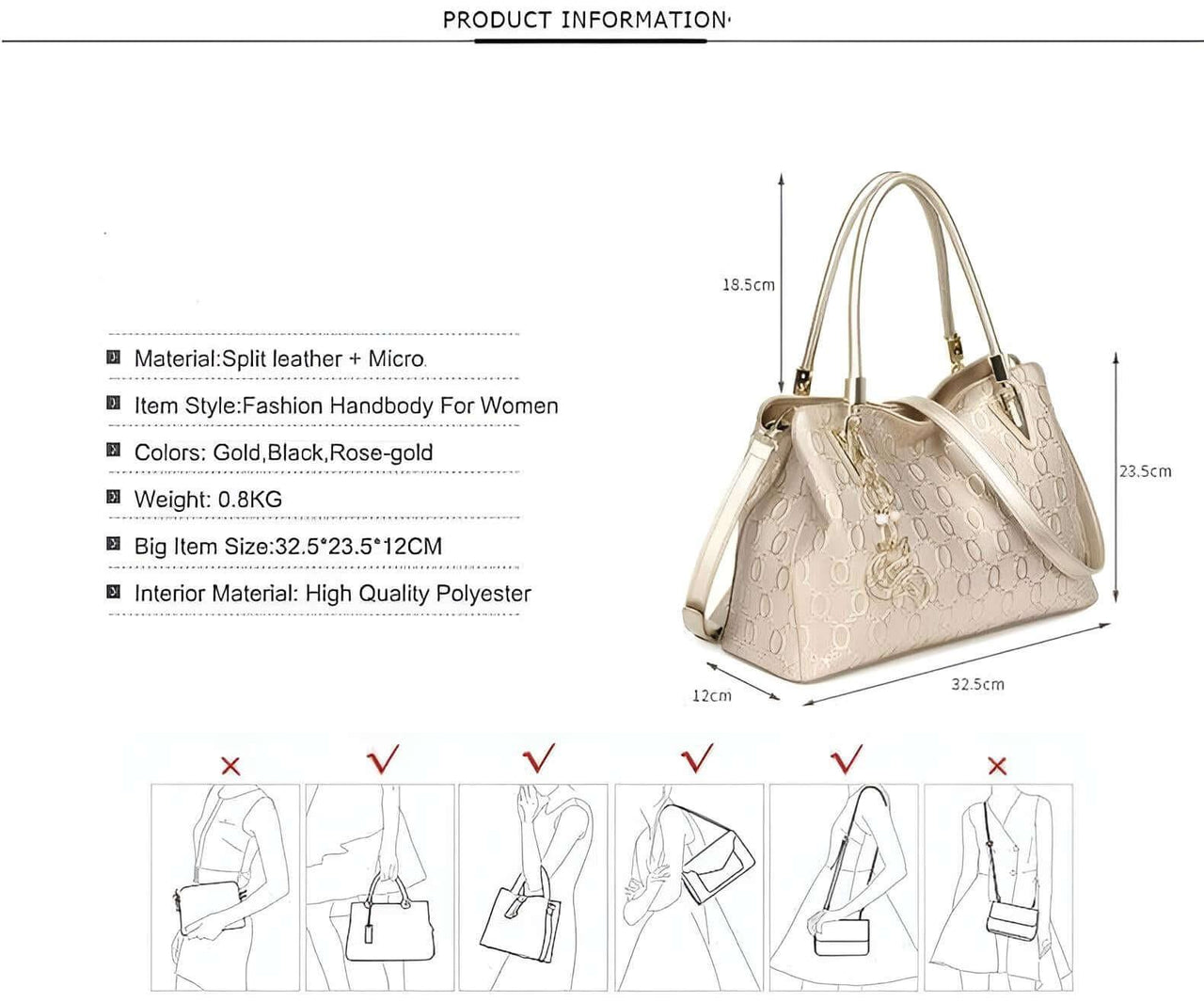 Women's High Fashion All-Match Handbag -, Purses , Drestiny , Australia, Black, Canada, Gold, Handbags, New Zealand, Purses, United Kingdom, United States , Drestiny , www.shopdrestiny.com