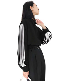 Thumbnail for Women's High Fashion Lapel Blouse -, Blouse , Drestiny , Australia, Black, Blouses, Canada, Dress Shirts, L, Long Sleeves, M, New Zealand, S, United Kingdom, United States, White, XL, XXL , Drestiny , www.shopdrestiny.com