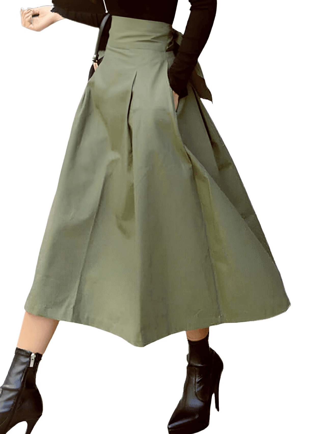 Women's High Waist Bow Skirt -, Skirts , Drestiny , Australia, Black, Canada, Green, L, M, New Zealand, Olive Green, S, Skirts, United Kingdom, United States, XL , Drestiny , www.shopdrestiny.com