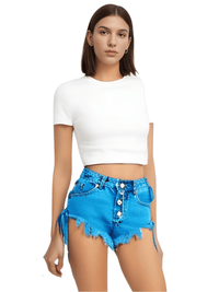 Thumbnail for Women's High-Waist Mini Side Tie Jean Shorts -, Shorts , Drestiny , Australia, Blue, FR, New Zealand, Purple, Shorts, Turquoise, United Kingdom, United States , Drestiny , www.shopdrestiny.com