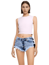 Thumbnail for Women's High-Waist Mini Side Tie Jean Shorts -, Shorts , Drestiny , Australia, Blue, FR, New Zealand, Purple, Shorts, Turquoise, United Kingdom, United States , Drestiny , www.shopdrestiny.com