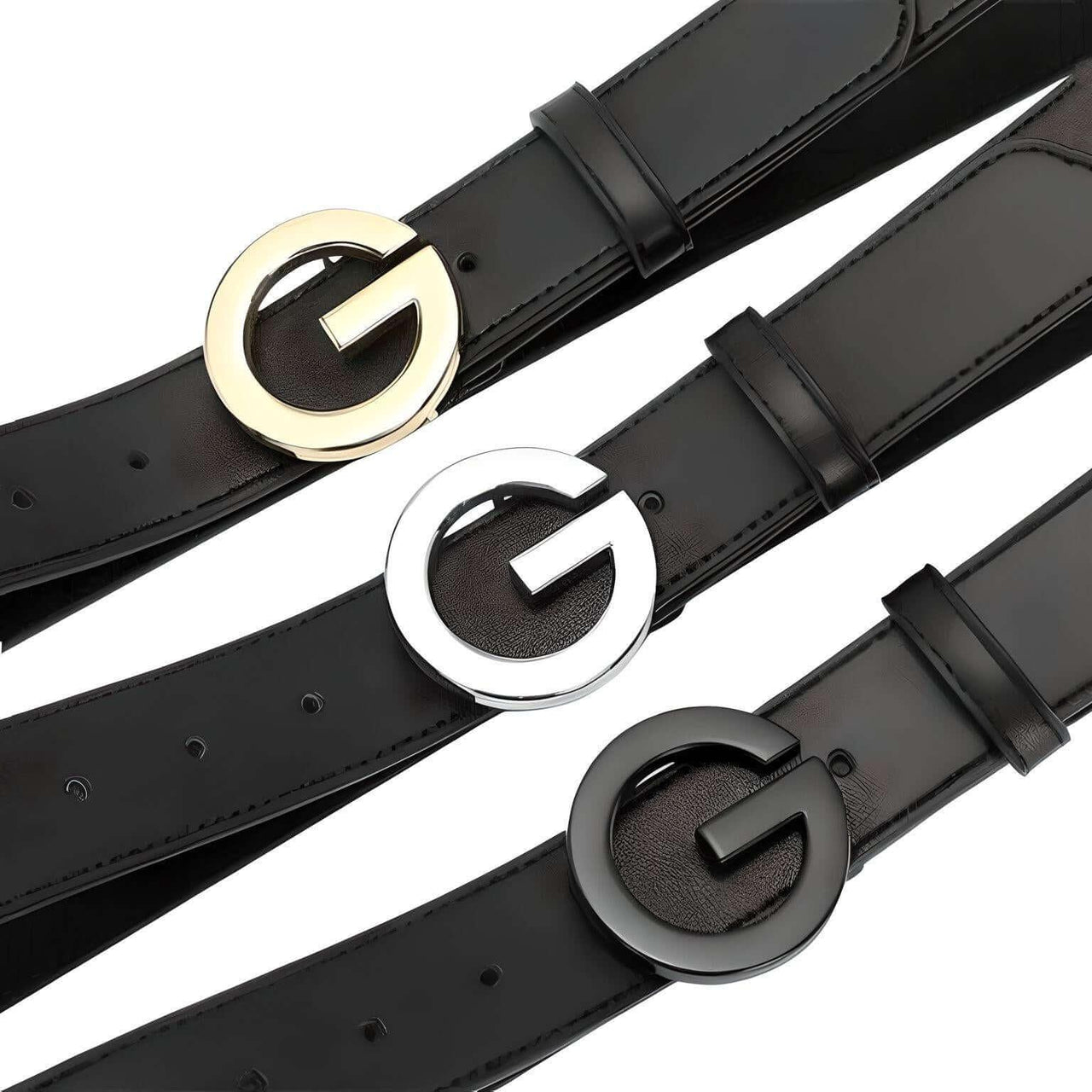 Women's Leather 'G' Buckle Belt -, Belts , Drestiny , Australia, Belts, Black, Canada, Gender_Women, Gold, New Zealand, Silver, United Kingdom, United States , Drestiny , www.shopdrestiny.com